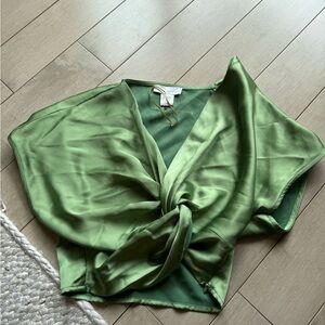 Elegant Green Satin Women's Top